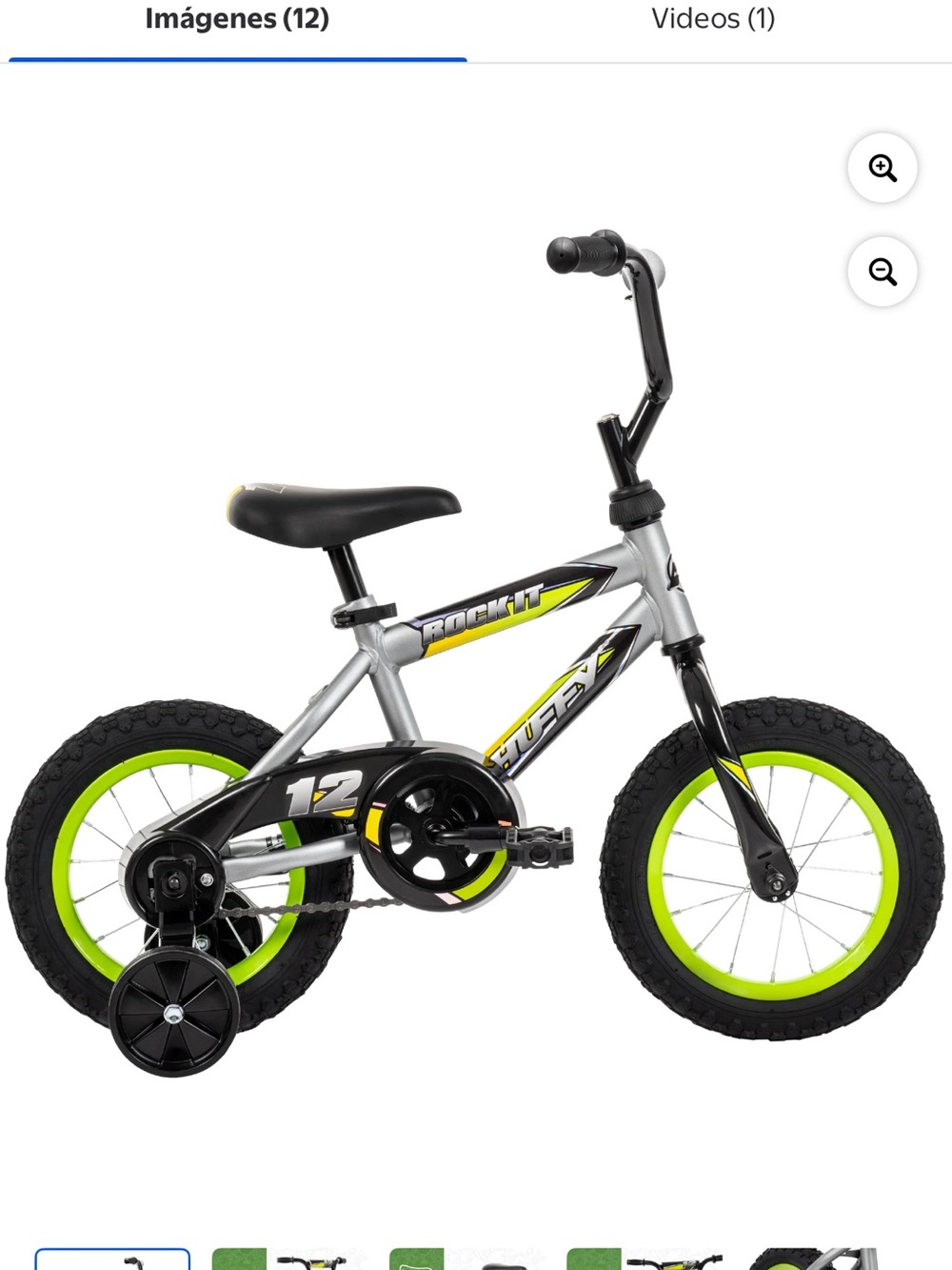 HUF Silver Kids Bike with Neon Green Rims